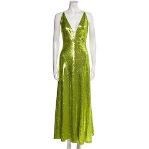 HALSTON green sequin gown